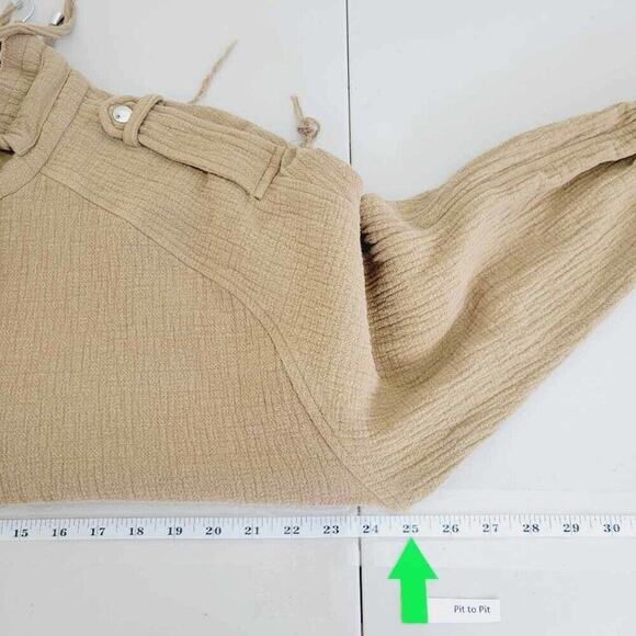 Blank NYC Womens Tan Distressed Lightweight Bomber Jacket Shacket With Pockets M - Picture 11 of 12